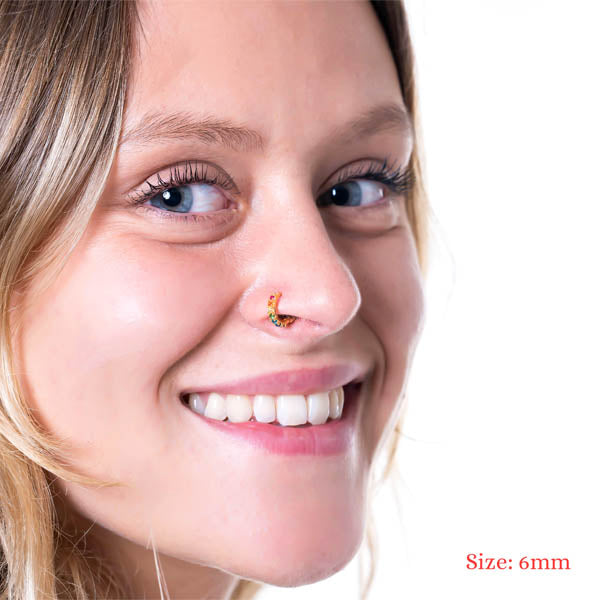 Nose Ring – Pride flag Prong Setting